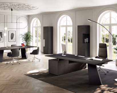 Ufficio direzionale luminoso con arredi moderni e design elegante – spazio di rappresentanza accogliente e professionale