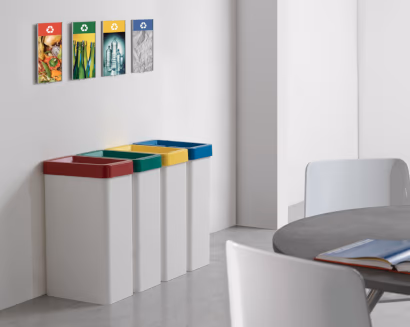 Contenitori raccolta differenziata per ufficio con design moderno
