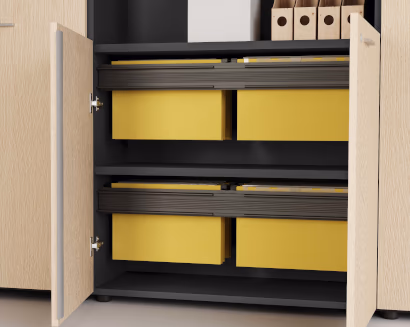 Mobile contenitore con cassetti interni per organizzazione pratica di documenti e materiali