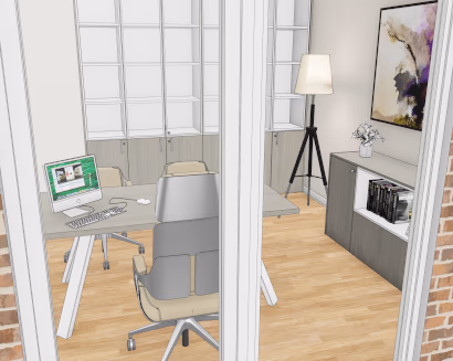 Progetto ufficio moderno arredato con scrivania ergonomica e arredi funzionali – soluzioni per smart working e ambienti professionali