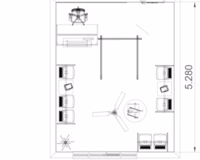 Planimetria sala d’attesa con disposizione arredi e layout funzionale